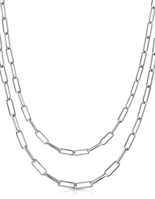 Load image into Gallery viewer, Silver Double Elongated Link Chain Necklace by eklexic jewelry
