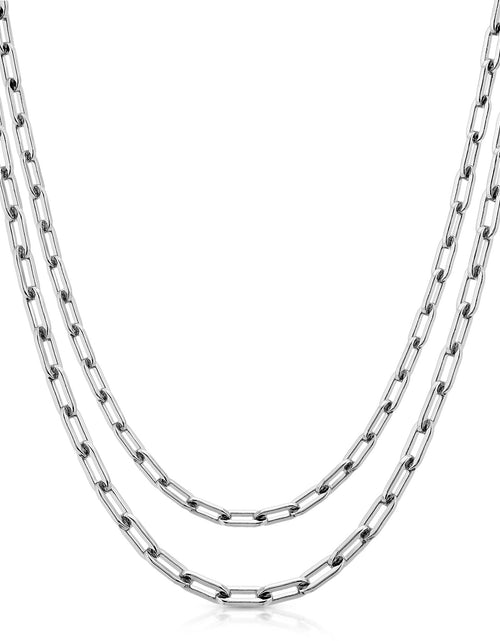 Load image into Gallery viewer, Silver Double Medium Link Chain Necklace by eklexic jewelry
