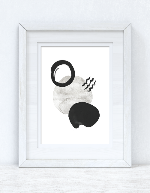 Load image into Gallery viewer, Silver Grey Black Abstract 2 Colour Shapes Home Wall Decor Print by WinsterCreations™ Official Store
