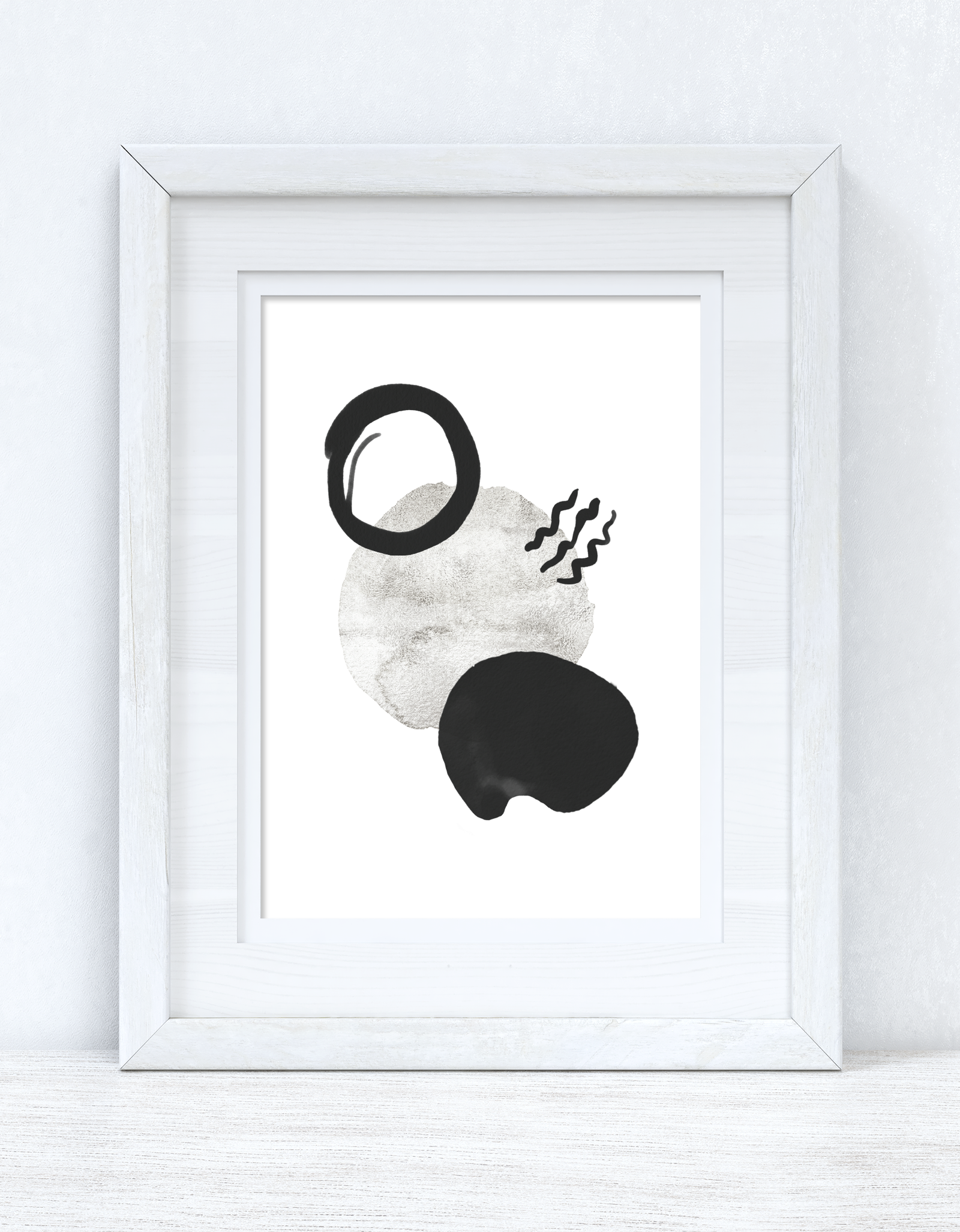 Silver Grey Black Abstract 2 Colour Shapes Home Wall Decor Print by WinsterCreations™ Official Store