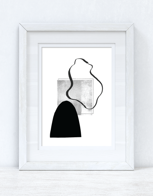 Load image into Gallery viewer, Silver Grey Black Abstract 3 Colour Shapes Home Wall Decor Print by WinsterCreations™ Official Store
