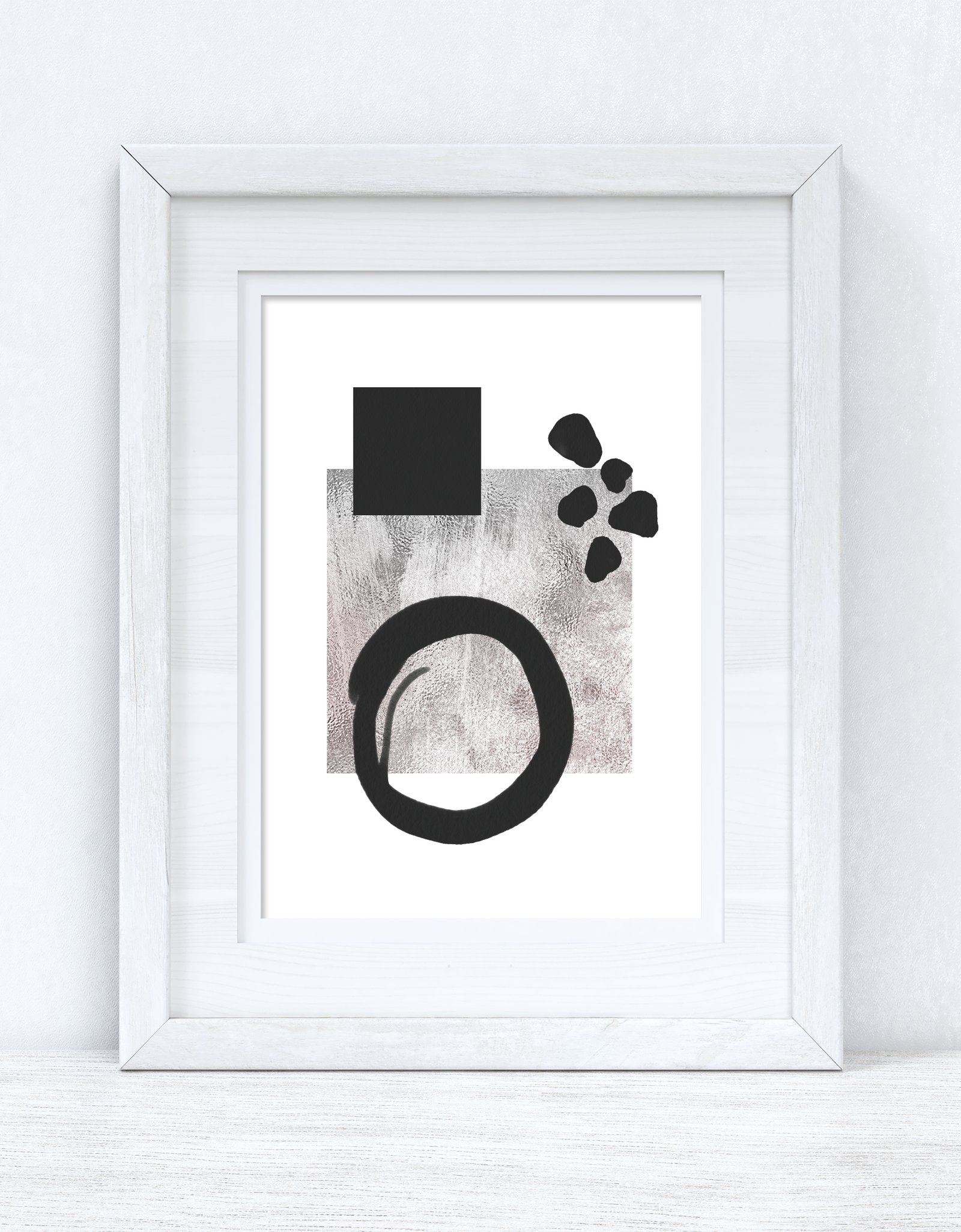 Silver Grey Black Abstract 4 Colour Shapes Home Wall Decor Print by WinsterCreations™ Official Store