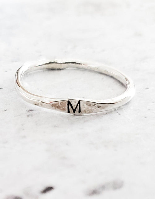 Load image into Gallery viewer, Sterling Silver Initial Stacking Ring by Salt and Sparkle
