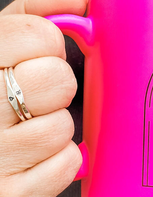 Load image into Gallery viewer, Sterling Silver Initial Stacking Ring by Salt and Sparkle
