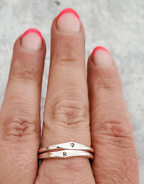 Load image into Gallery viewer, Sterling Silver Initial Stacking Ring by Salt and Sparkle
