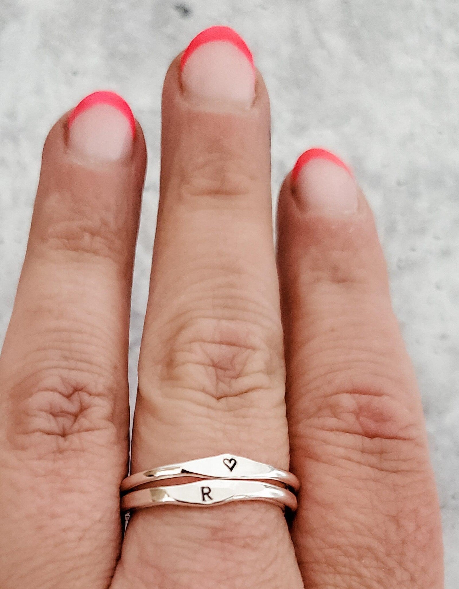 Sterling Silver Initial Stacking Ring by Salt and Sparkle