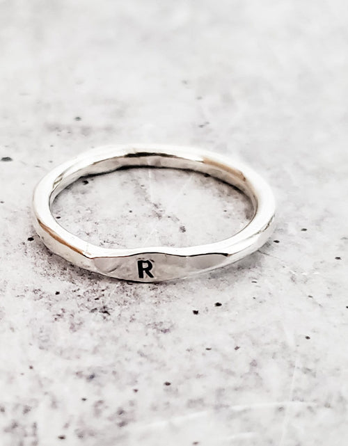 Load image into Gallery viewer, Sterling Silver Initial Stacking Ring by Salt and Sparkle
