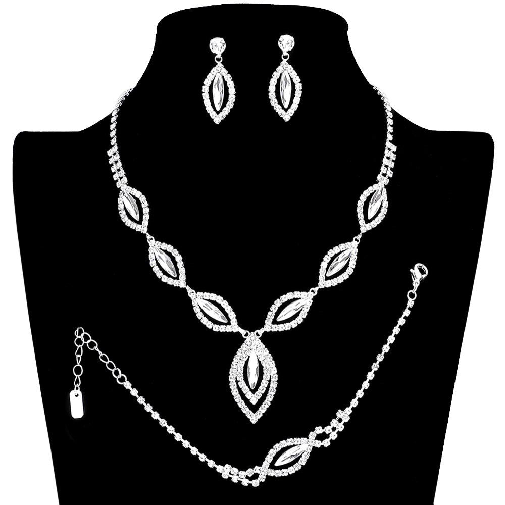 Marquise Rhinestone Necklace Jewelry Set by Madeline Love
