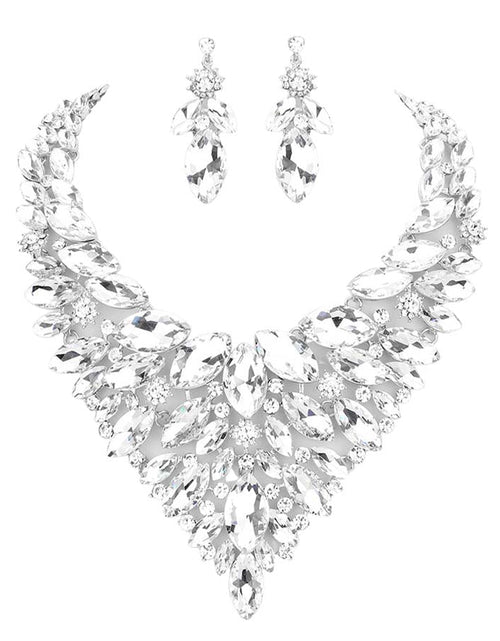 Load image into Gallery viewer, Marquise Stone Cluster Statement Evening Necklace by Madeline Love
