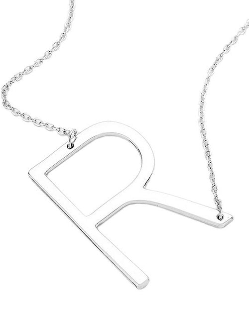 Load image into Gallery viewer, R Monogram Metal Pendant Necklace by Madeline Love
