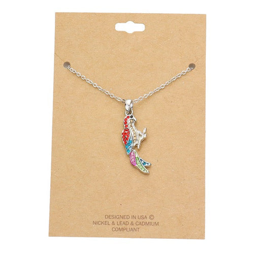 Load image into Gallery viewer, Rhinestone Embellished Parrot Pendant Charm Necklace by Madeline Love
