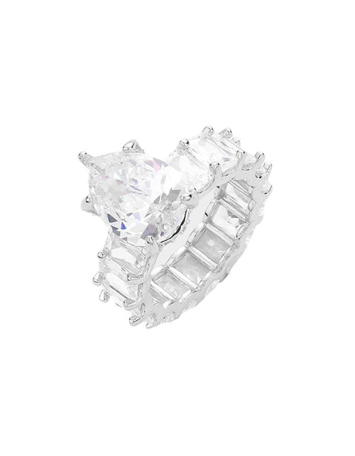 Load image into Gallery viewer, Rectangle Stone Accented Baguette Stone Band Ring by Madeline Love
