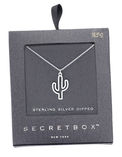 Load image into Gallery viewer, Secret Box Sterling Silver Dipped Cactus Pendant Necklace by Madeline Love
