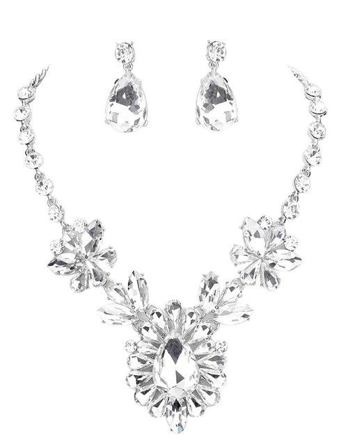Load image into Gallery viewer, Teardrop Stone Cluster Evening Necklace by Madeline Love
