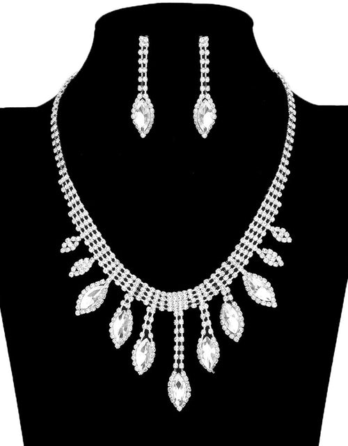 Load image into Gallery viewer, Marquise Stone Accented Rhinestone Necklace Earring Set by Madeline Love

