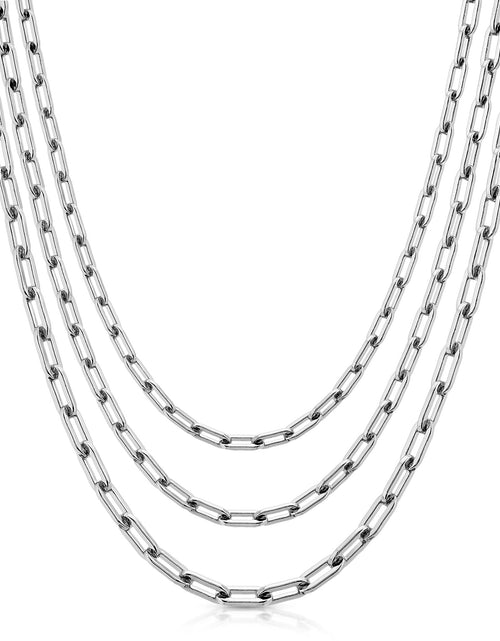 Load image into Gallery viewer, Silver Triple Medium Link Chain Necklace by eklexic jewelry
