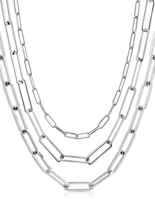 Load image into Gallery viewer, Silver Triple Multi Chain Necklace by eklexic jewelry
