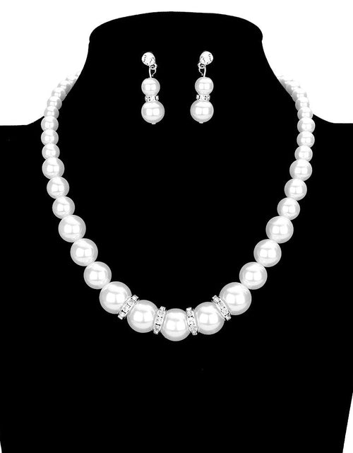 Load image into Gallery viewer, Crystal Detail Pearl Strand Necklace by Madeline Love

