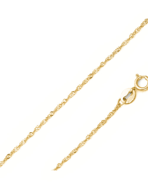 Load image into Gallery viewer, Sterling Silver Yellow Gold 2MM Diamond Cut Singapore Link Chain Necklace by Donatello Gian
