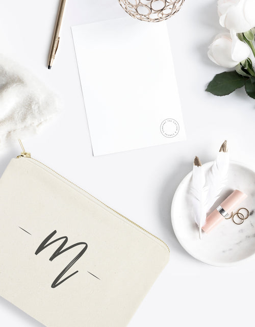 Load image into Gallery viewer, Personalized Handwritten Monogram Cosmetic Bag and Travel Make Up Pouch by The Cotton &amp; Canvas Co.
