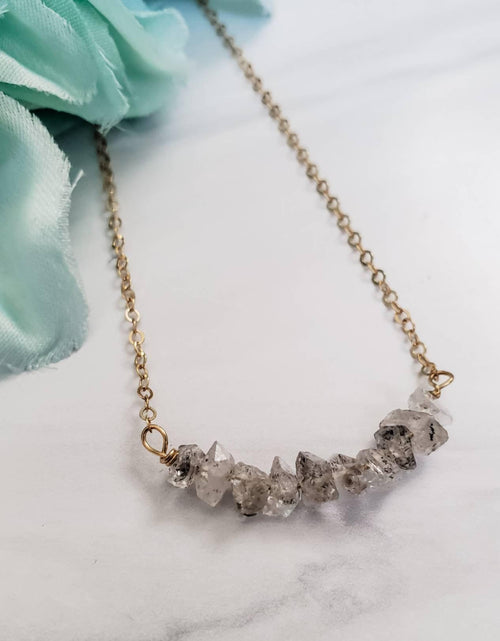 Load image into Gallery viewer, Smokey Herkimer Diamond Bar Necklace by Salt and Sparkle
