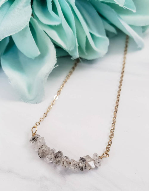 Load image into Gallery viewer, Smokey Herkimer Diamond Bar Necklace by Salt and Sparkle
