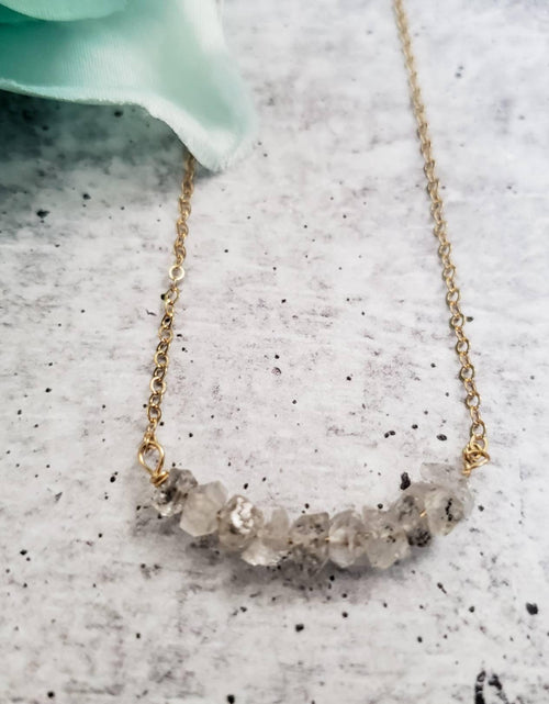 Load image into Gallery viewer, Smokey Herkimer Diamond Bar Necklace by Salt and Sparkle
