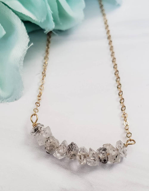 Load image into Gallery viewer, Smokey Herkimer Diamond Bar Necklace by Salt and Sparkle
