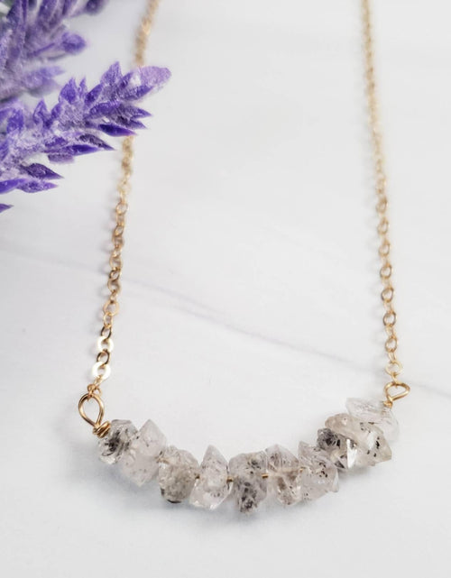 Load image into Gallery viewer, Smokey Herkimer Diamond Bar Necklace by Salt and Sparkle
