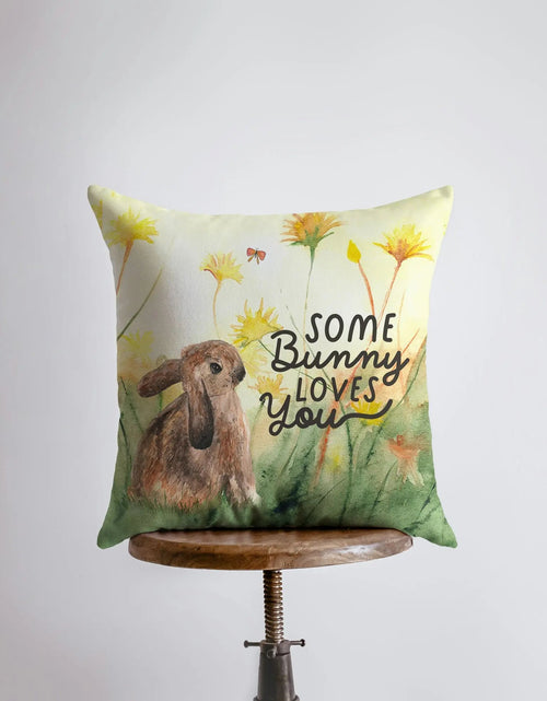 Load image into Gallery viewer, Some Bunny Loves You | Pillow | Throw Pillow | Home Decor | Love Pillow | Rustic Home Decor | Tiny House Decor | Lumbar Pillow by UniikPillows
