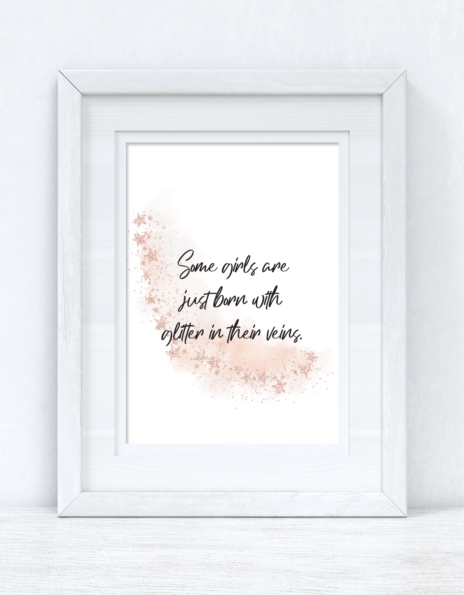 Some Girls Are Just Born With Glitter Rose Gold Watercolour Inspirational Wall Home Decor Print by WinsterCreations™ Official Store