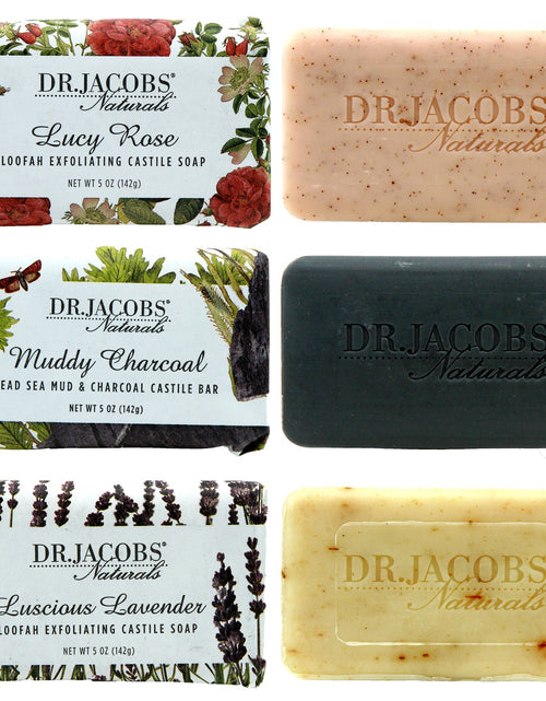 Load image into Gallery viewer, Soothe + Detox Exfoliating Pure Castile Bar Soap Set by Dr. Jacobs Naturals
