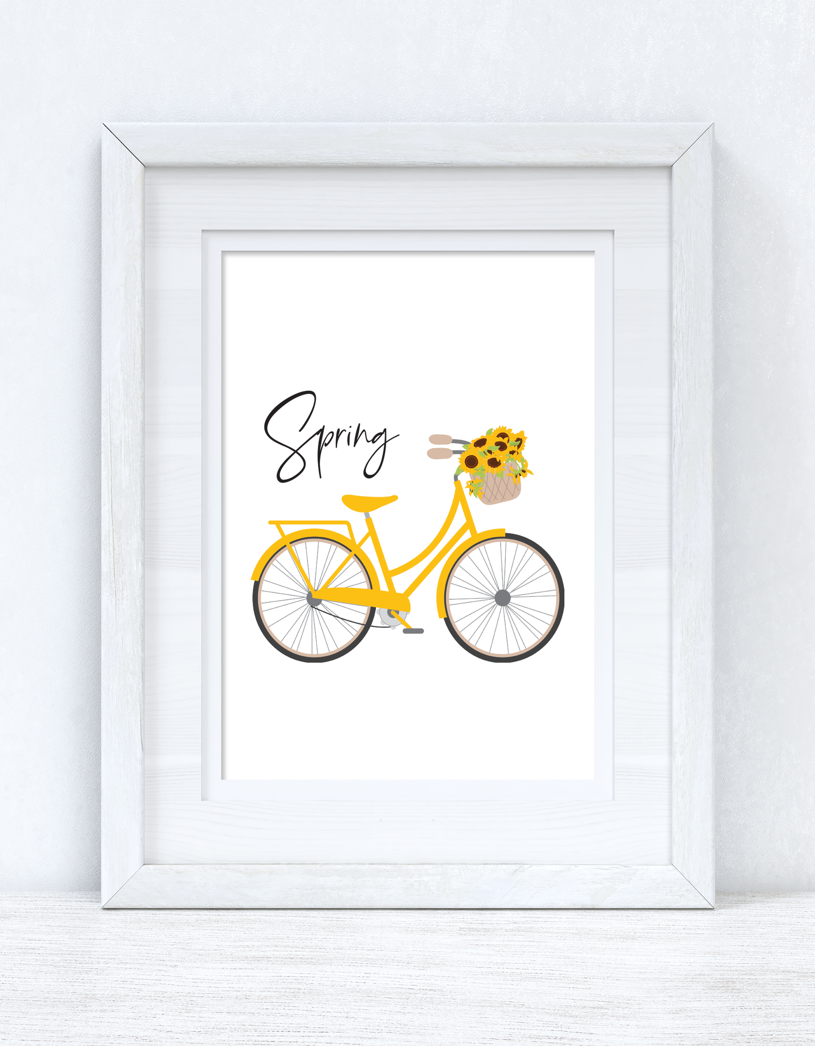 Spring Yellow Bike Spring Seasonal Wall Home Decor Print by WinsterCreations™ Official Store
