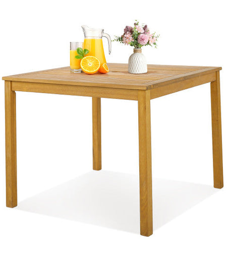 Square Acacia Wood Outdoor Dining Table with Umbrella Hole