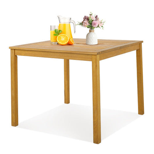 Load image into Gallery viewer, Square Acacia Wood Outdoor Dining Table with Umbrella Hole
