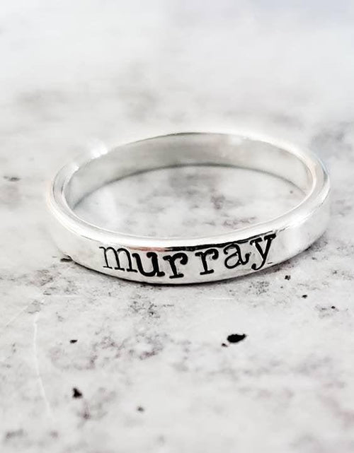 Load image into Gallery viewer, Stackable Silver Name Ring by Salt and Sparkle
