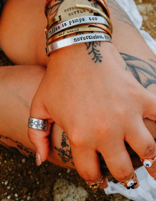 Load image into Gallery viewer, Stackable Silver Name Ring by Salt and Sparkle
