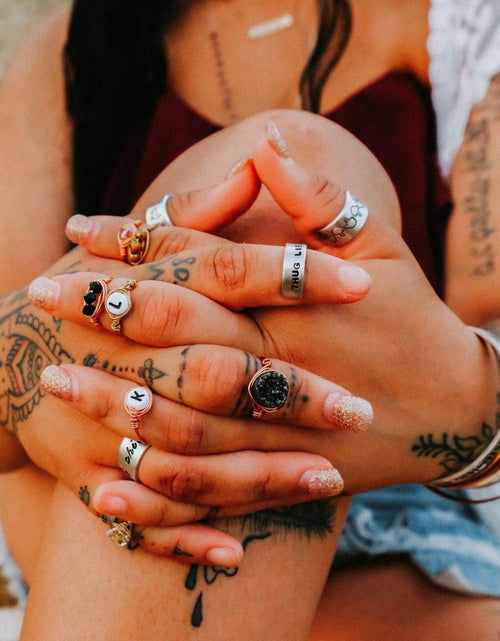 Load image into Gallery viewer, Stackable Silver Name Ring by Salt and Sparkle
