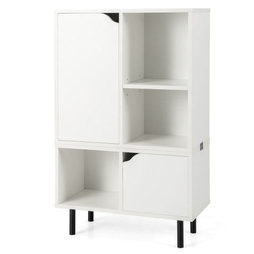 Load image into Gallery viewer, Stackable Bookcase with Adjustable Shelf and Cubes-White
