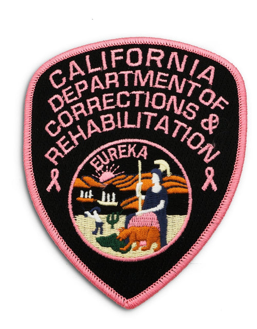Load image into Gallery viewer, Pink Ribbon <br> CDCR Arm Patch by Custom Pins &amp; Buckles
