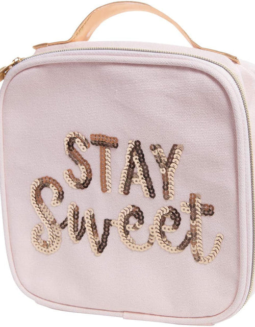 Load image into Gallery viewer, Stay Sweet Pink Combo Lunch Set | Sequin Embellished Lunch Bag and 6.25" Square Food Container by The Bullish Store
