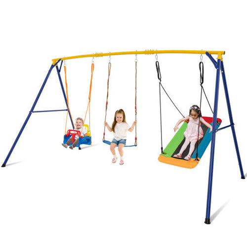 Load image into Gallery viewer, 660 LBS Heavy Duty Carbon Steel Swing Frame with 3 Swings-Yellow
