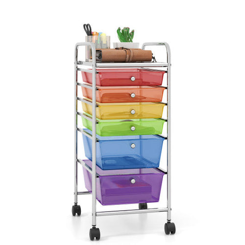 Load image into Gallery viewer, 6 Drawers Rolling Storage Cart Organizer-Transparent Multicolor
