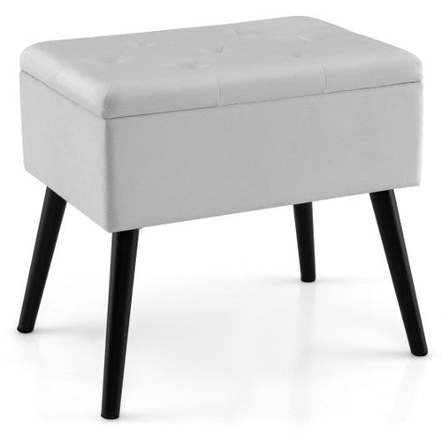 Load image into Gallery viewer, Velvet Storage Ottoman with Solid Wood Legs for Living Room Bedroom-Gray
