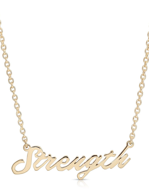 Load image into Gallery viewer, Strength Script Necklace by eklexic jewelry
