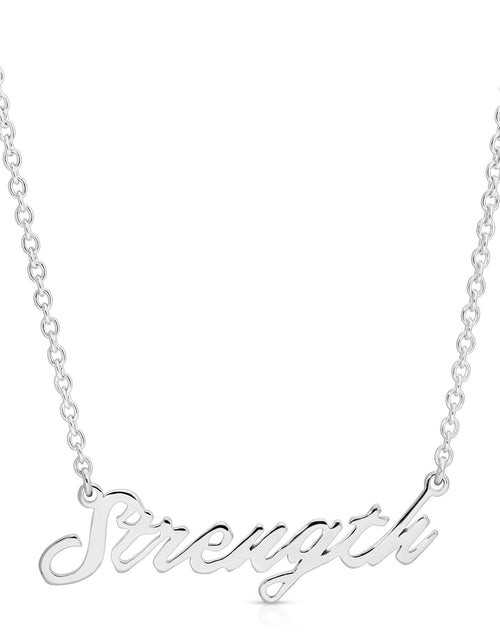 Load image into Gallery viewer, Strength Script Necklace by eklexic jewelry
