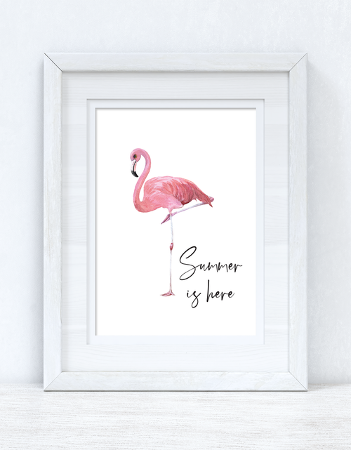 Load image into Gallery viewer, Summer Is Here Flamingo Summer Seasonal Wall Home Decor Print by WinsterCreations™ Official Store
