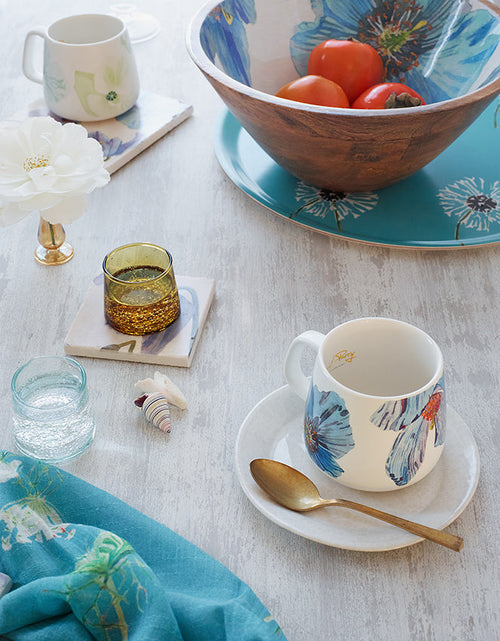 Load image into Gallery viewer, Porcelain Mug:  Himalayan Blue Poppies by India &amp; Purry
