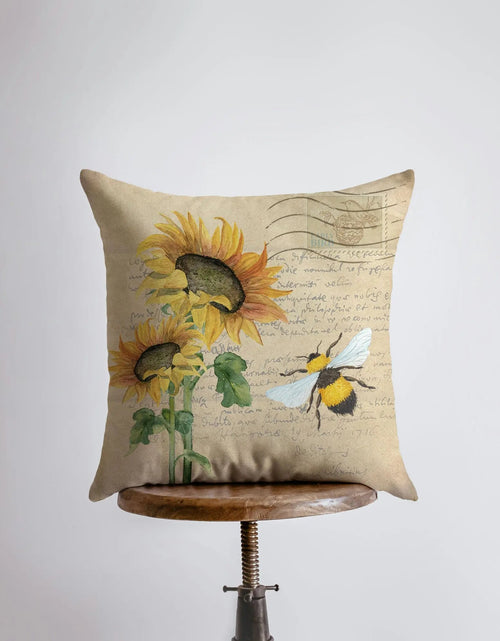 Load image into Gallery viewer, Sunflower | Bee | Pillow Cover | Sunflower Decor |  | Farmhouse Decor | Home Décor | Floral Throw Pillows | Accent Pillow Covers | Gift by UniikPillows
