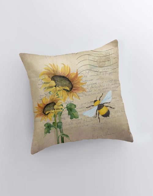 Load image into Gallery viewer, Sunflower | Bee | Pillow Cover | Sunflower Decor |  | Farmhouse Decor | Home Décor | Floral Throw Pillows | Accent Pillow Covers | Gift by UniikPillows
